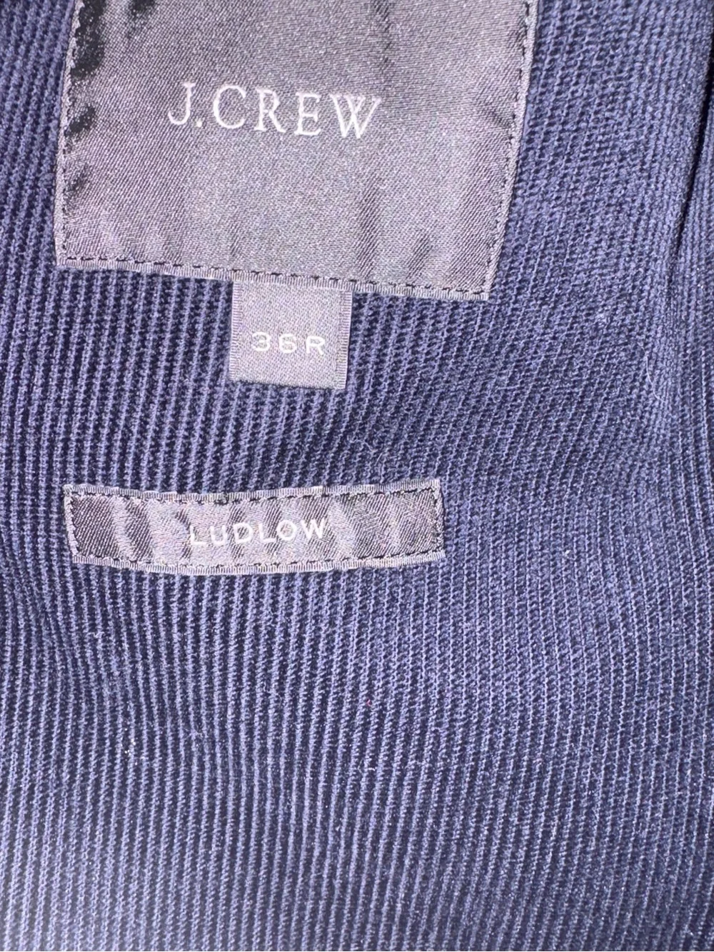 J.Crew Ludlow 36R Navy Corduroy Blazer Wool Collar Mens Preppy